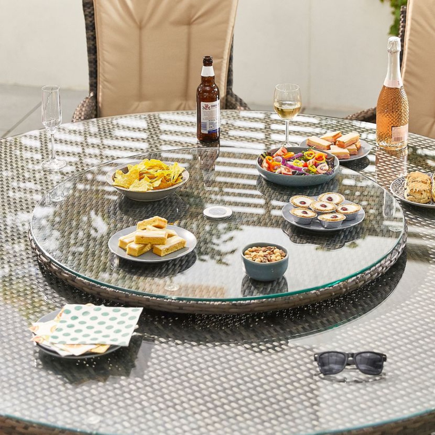 Nova Garden Furniture Brown 90cm Rattan Lazy Susan